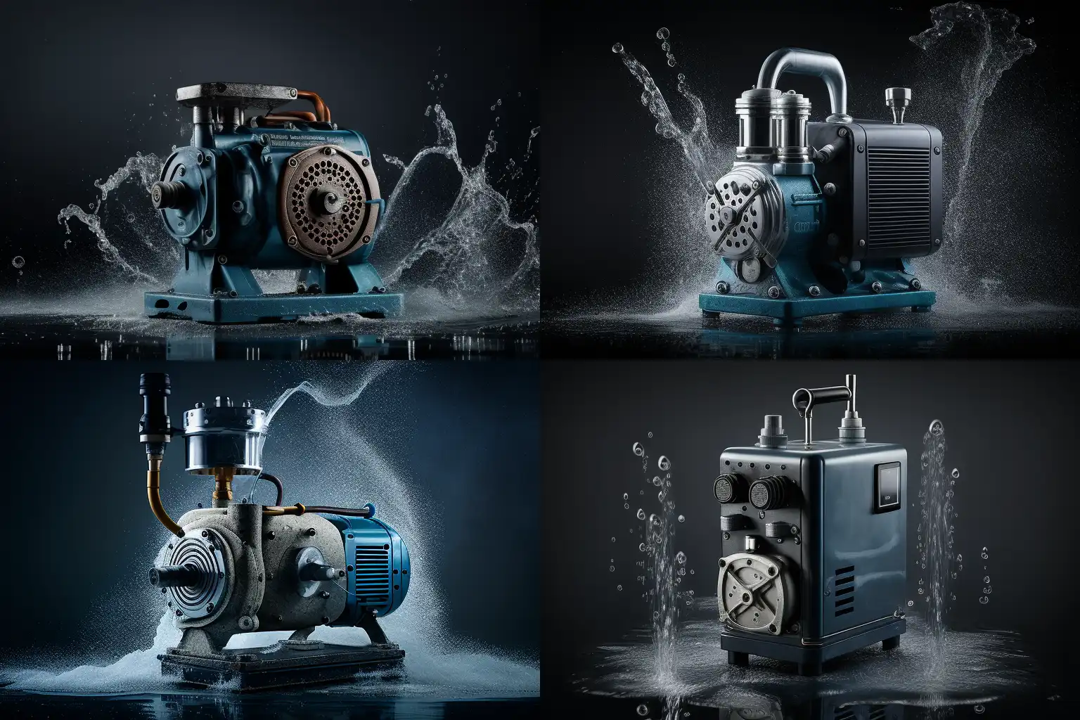 Mit Midjourney erzeugtes Bild einer Pumpe, Studiofotografie, Auswahl aus 4 Bildern
